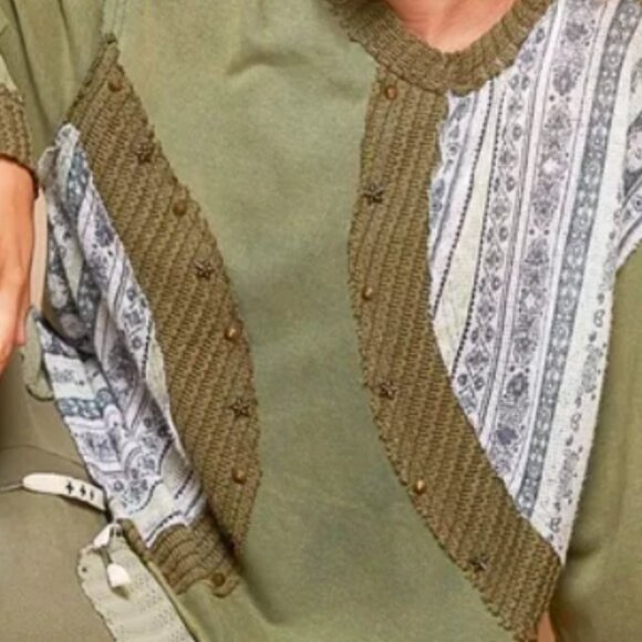 POL NWT Olive White Star Stud Embellished Sweater Tunic Size M - Picture 5 of 11